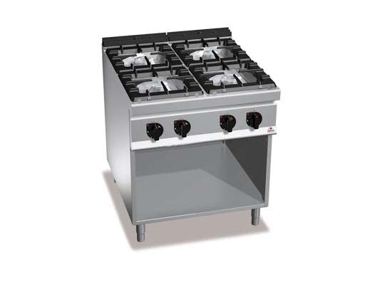 BERT0013 – Cuisinière à gaz 4 feux sur meuble High Power – Série 900 – Réf. G9F4M