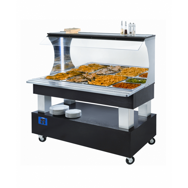 Buffet chauffant mural bain marie 4xGN1/1