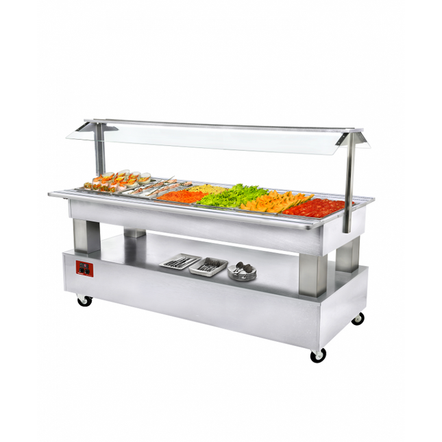 Buffet salad bar central réfrigéré 6xGN1/1