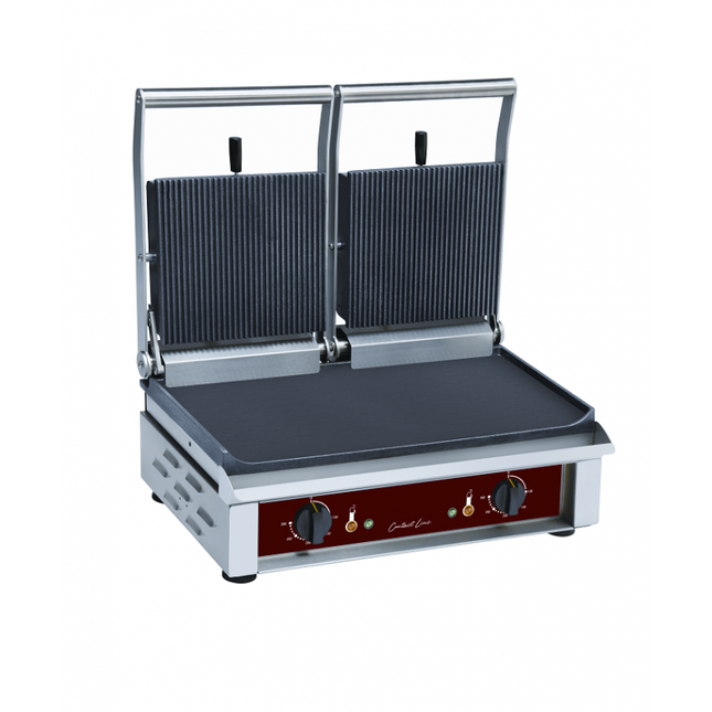 Contact grill double surfaces lisse et rainurée