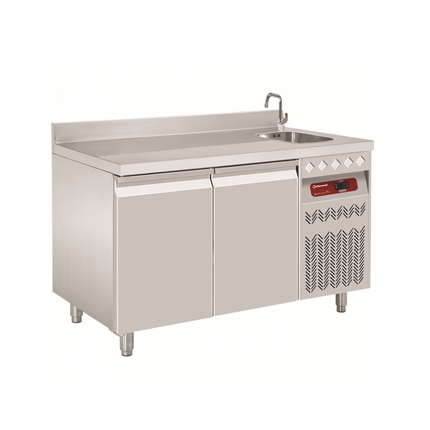 Table frigorifique murale ventilée 2 et 3 portes avec évier
