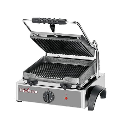 Grill panini électrique avec plaques de cuisson rainurées