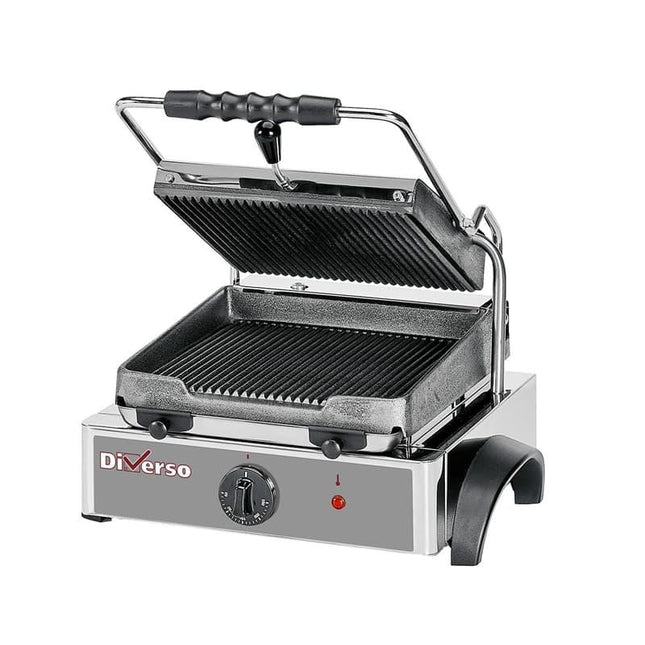 Grill panini électrique avec plaques de cuisson rainurées